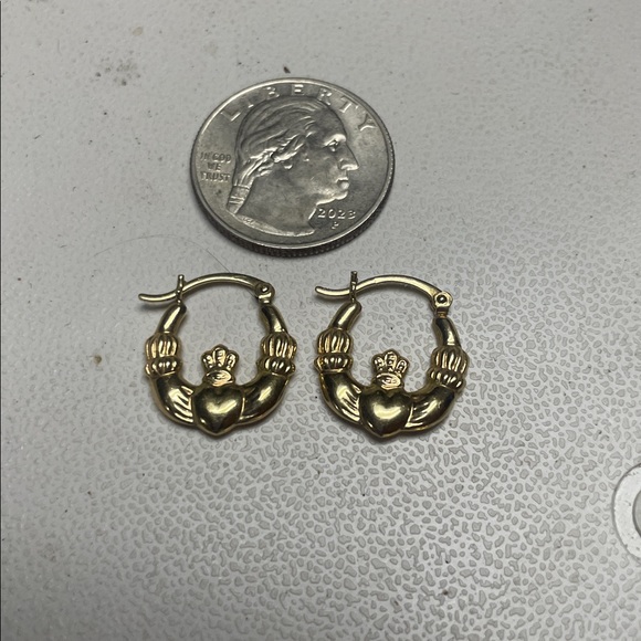 10kt Solid Gold Earrings hoops Celtic Irish - Picture 2 of 6